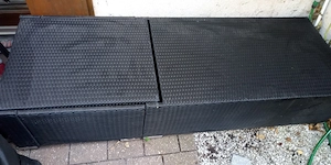 Rattan Sonnenliege mit Auflage Kopfteil verstellbar Rattan schwarz Sonnenliege