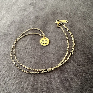 Edelstahl Halskette Krebs gold 45 cm