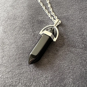 Edelstahl Halskette Kristall schwarz silber 60 cm