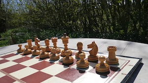 Großes Vintage Schachspiel Schachfiguren 1930 Deutsches Knubbel Schach Retro Antik 