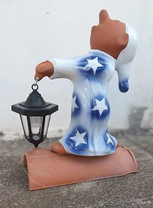 dachschmuckfigurenpunktde Dachwandler stehend 51 cm mit Solarlampe