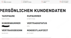 Mobilfunkvertrag von HIGH, Telekomnetz mit VIP Nr.: 0178-7117333