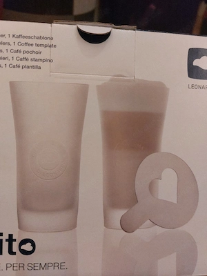 Leonardo Limito Becher mit Schablone 3-tlg Kaffeeglas Latte Macchiato Glas 