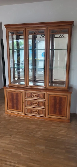 Edle Vitrine Massivholz Glasschrank Wohnzimmerschrank