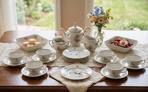 Kahla Kaffeeservice 6 Personen Blumendesign Porzellan Vintage