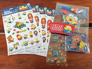 Minions Aufkleber-Set, Bello Banana, aus Japan. Bonus: Spongebob Squarepants Aufkleber