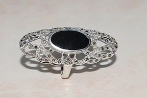 Markasiten Ring 925er Sterlingsilber mit einem Onyx Bild 3