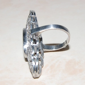 Markasiten Ring 925er Sterlingsilber mit einem Onyx Bild 5