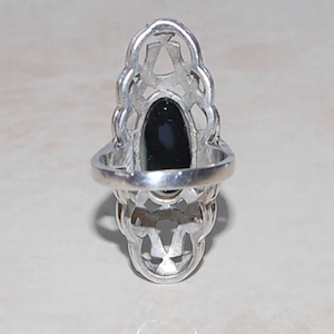 Markasiten Ring 925er Sterlingsilber mit einem Onyx Bild 4