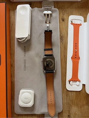 Apple Watch Herm s 45 mm   Edelstahl   Komplettset   Top Zustand