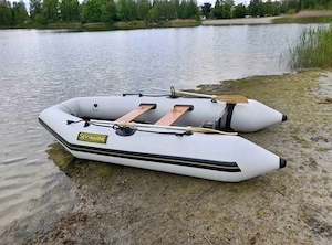 Angelboot mit 5ps Johnson Motor Schlauchboot Gummiboot Boot Beiboot Rafting  