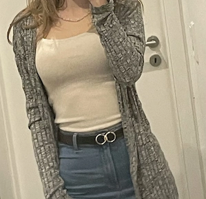 Feinstrick Cardigan lang leicht weich Grau XS