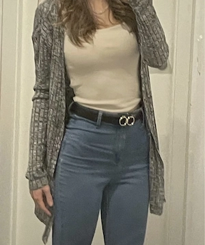 Feinstrick Cardigan lang leicht weich Grau XS Bild 2