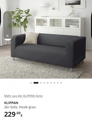 Klippan Sofa mit grauen Stoffbezug