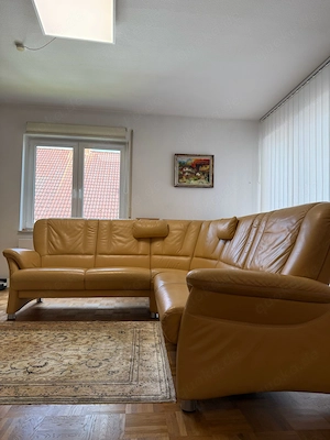 Ledercouch beige Segmüller Werkstätten