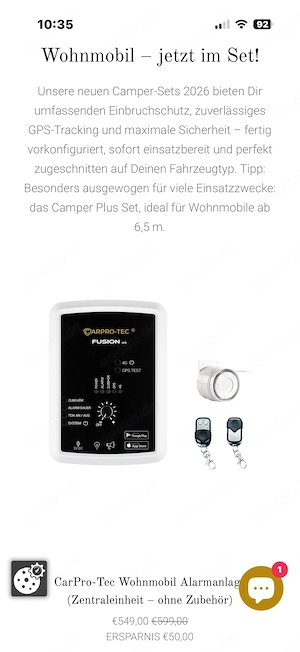 Alarmanlage Wohnmobil Car Pro Tec Fusion 4g