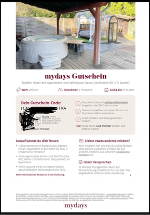 mydays Gutschein Hotel Wellness 2 Personen