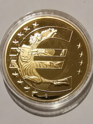 Gedenkprägung "10 Jahre EURO" vergoldet und Silberhologramm, Polierte Platte,mit Zertifikat