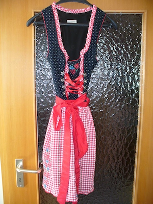 Dirndl, Blau-Rot, Gr: 36 ( 3 teilig)