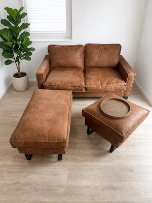 Garnitur Ensemble aus 2 Sitzer Couch & Langhocker & Sitz oder Tisch Hocker
