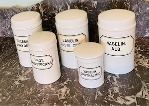 Antikes Apothekerdosen Set   1920er Jahre   Porzellan Bavaria    