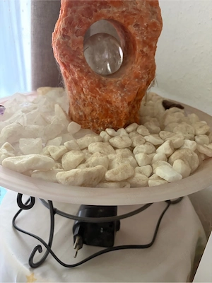 Calcit orange stein brunnen mit kugel 