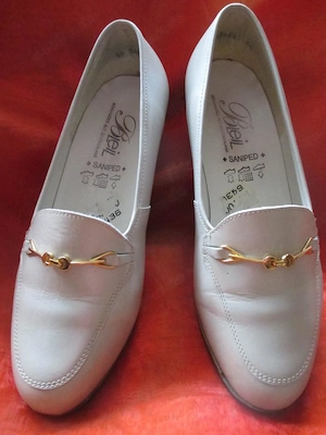 NEU Echt Leder Loafer Mokkasin Pumps Schuhe BLeiL SANIPED  37,5- 38 * 37 - 38 * 4,5 perlmutt ivory