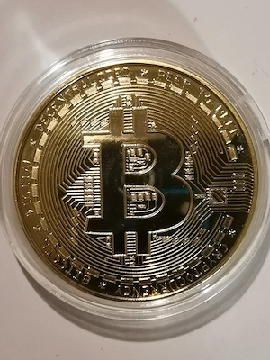 Tolle "Bitcoin-Münze" voll vergoldet, 24 Karat