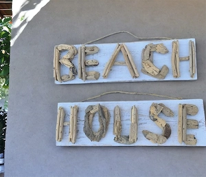 Holzschilder BEACH & HOUSE   Handgefertigte Deko Treibholz, Stranddeko
