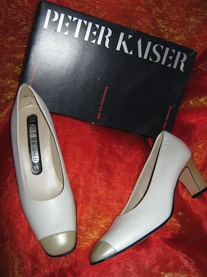 NEU i.Karton Echt Leder Gold Akzente Pumps Schuhe Peter Kaiser 5  * 38  38,5 39 cremé beige Perlmutt