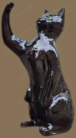 Naturgetreue stehende Katze, Dachfigur, Dachschmuck, Firstfigur Katze