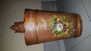 Vintage Regenschirmständer Holz mit Bauernmalerei   Guter Zustand