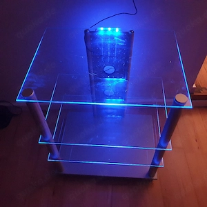Glastisch mit Hintergrundbeleuchtung, LED Tisch 56x42x70 cm