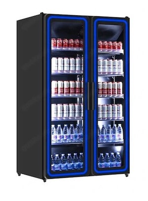 Kühlschrank mit 2 Glastüren   900 l   Blaue LED-Beleuchtung - NEU