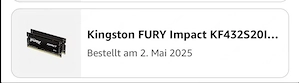 Kingston Hyper Fury 64GB Laptop RAM DDR4 3200MHz (2x32GB) Bild 4