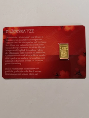1:100 Unze 9999er Feingold-Barren "Glückskatze 2026" (Auflage: 2.500), Polierte Platte
