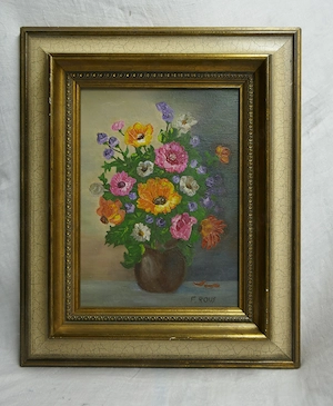 Ölbild   Blumen von F. Rous