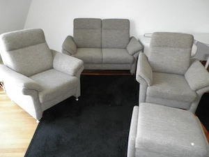 Moderne Polster Sofagarnitur, grau, 1 2-sitzer, 2 Sessel, 1 Hocker