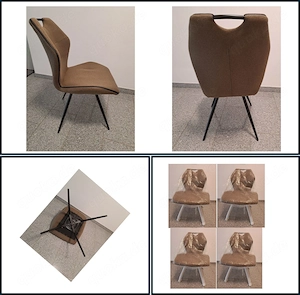 4 Stühle Metallgestell, Sitzschale gepolstert, drehbar