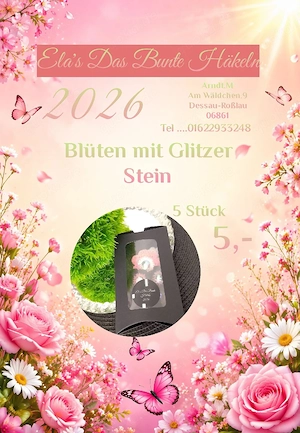 Blüten mit Glitzer Stein 