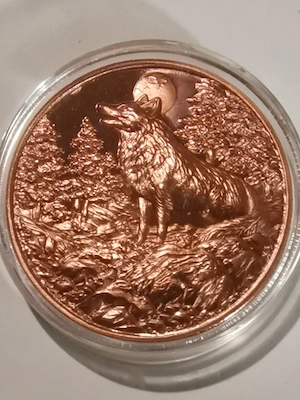 Kupfermünze "Der Wolf" 1 oz 999er Feinkupfer
