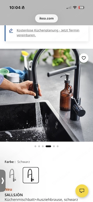 Ikea Wasserhahn Küchenmischbatt+Ausziehbrause, schwarz