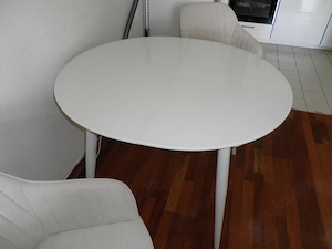 Esstisch weiß, rund   oval ausziehbar 110   1  
