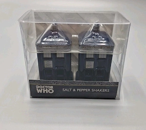 TARDIS Doctor Who Salt & Pepper Shakers blau Keramik (Neu nie ben