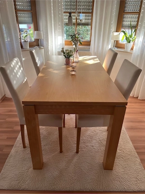 Esstisch Buche ausziehbar 160 220 cm + 4 Stühle
