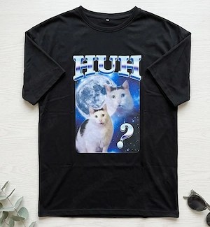 HUH? Cat Meme T-Shirt Neu | Galaxie Look | Gr. XL (fällt wie XXL aus)
