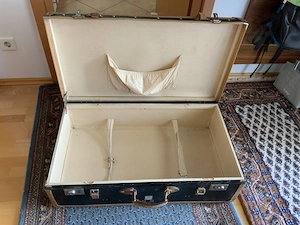 Mädler antiker Koffer schwarz mit Lederbeschlägen Original vor 1945 Bild 3