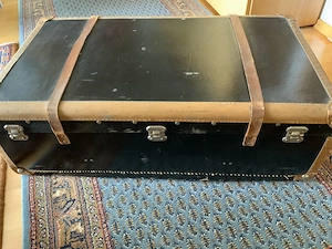 Mädler antiker Koffer schwarz mit Lederbeschlägen Original vor 1945 Bild 5