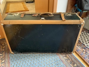 Mädler antiker Koffer schwarz mit Lederbeschlägen Original vor 1945 Bild 4