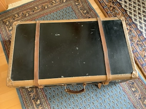 Mädler antiker Koffer schwarz mit Lederbeschlägen Original vor 1945 Bild 6